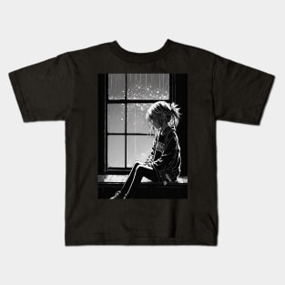 Sad anime girl in manga style Kids T-Shirt